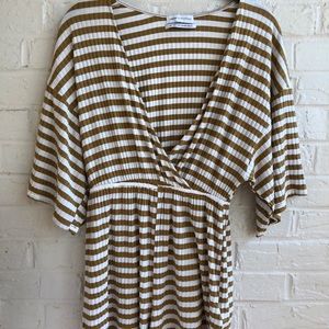 Urban Outfitters yellow and white striped romper